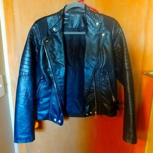 Faux Leather Bomber Jacket